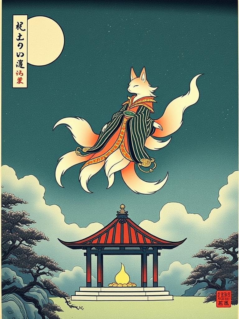 Kitsune Priestess — a card from Japanese Mythology