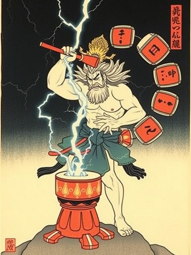 Thunder God — a card from Japanese Mythology
